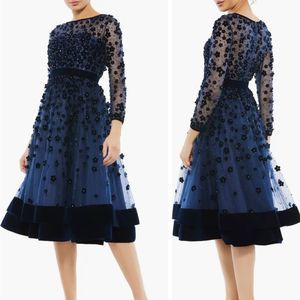 Mac Duggal Floral Appliqué Tea Dress - with TAGS NEVER WORN!